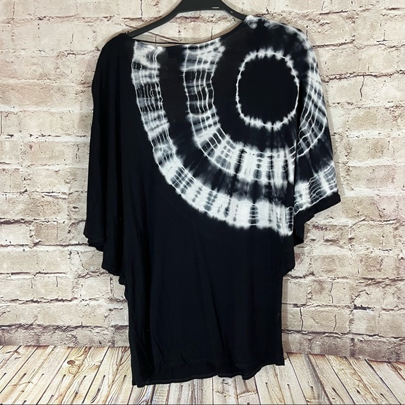 INC international concepts blue tie dye short sleeve top size small - Picture 2 of 6